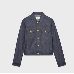 CELINE NWT M Denim Jean trucker jacket gold buttons authentic